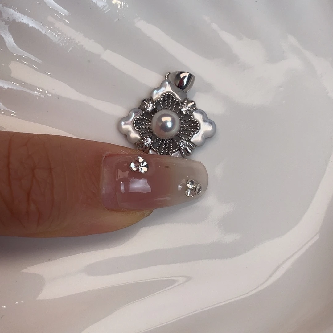 吊坠(不含链)银S925镶嵌海水珍珠