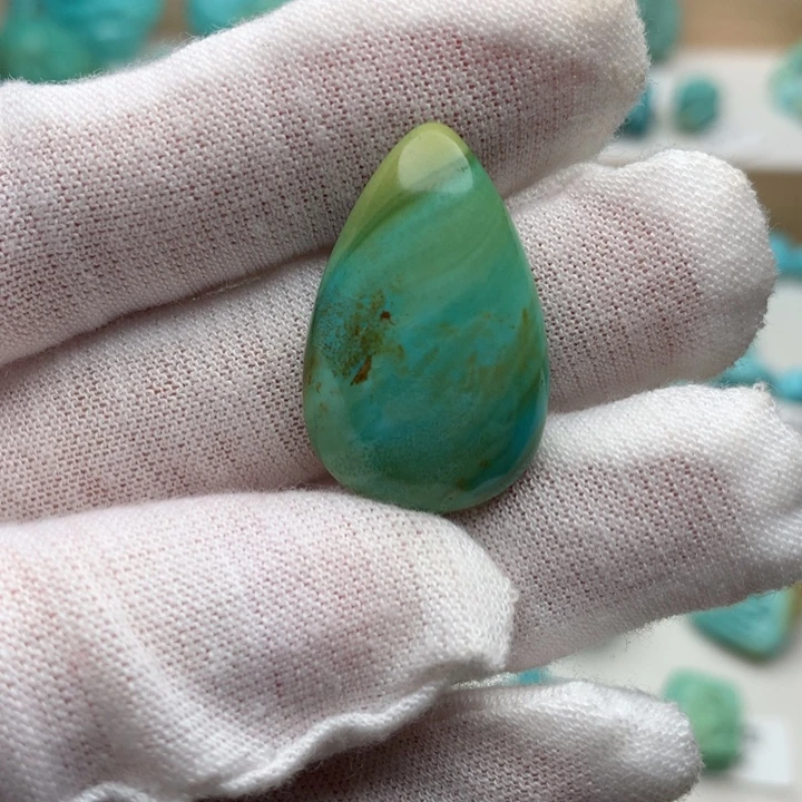 绿松石未镶嵌珠宝奇石高瓷水波纹无事牌17.4*27.3mm