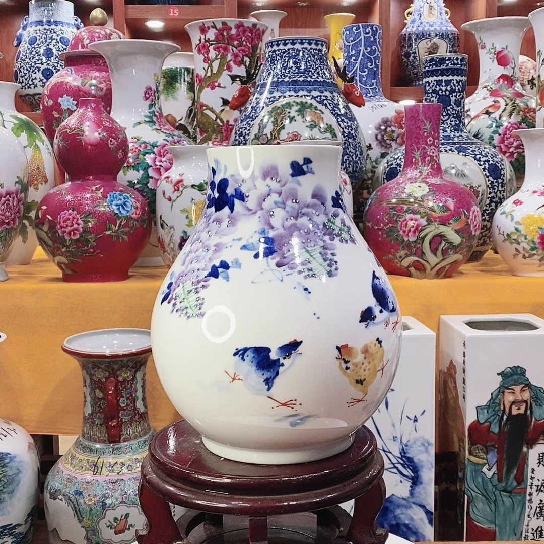 摆件景德镇陶瓷福筒