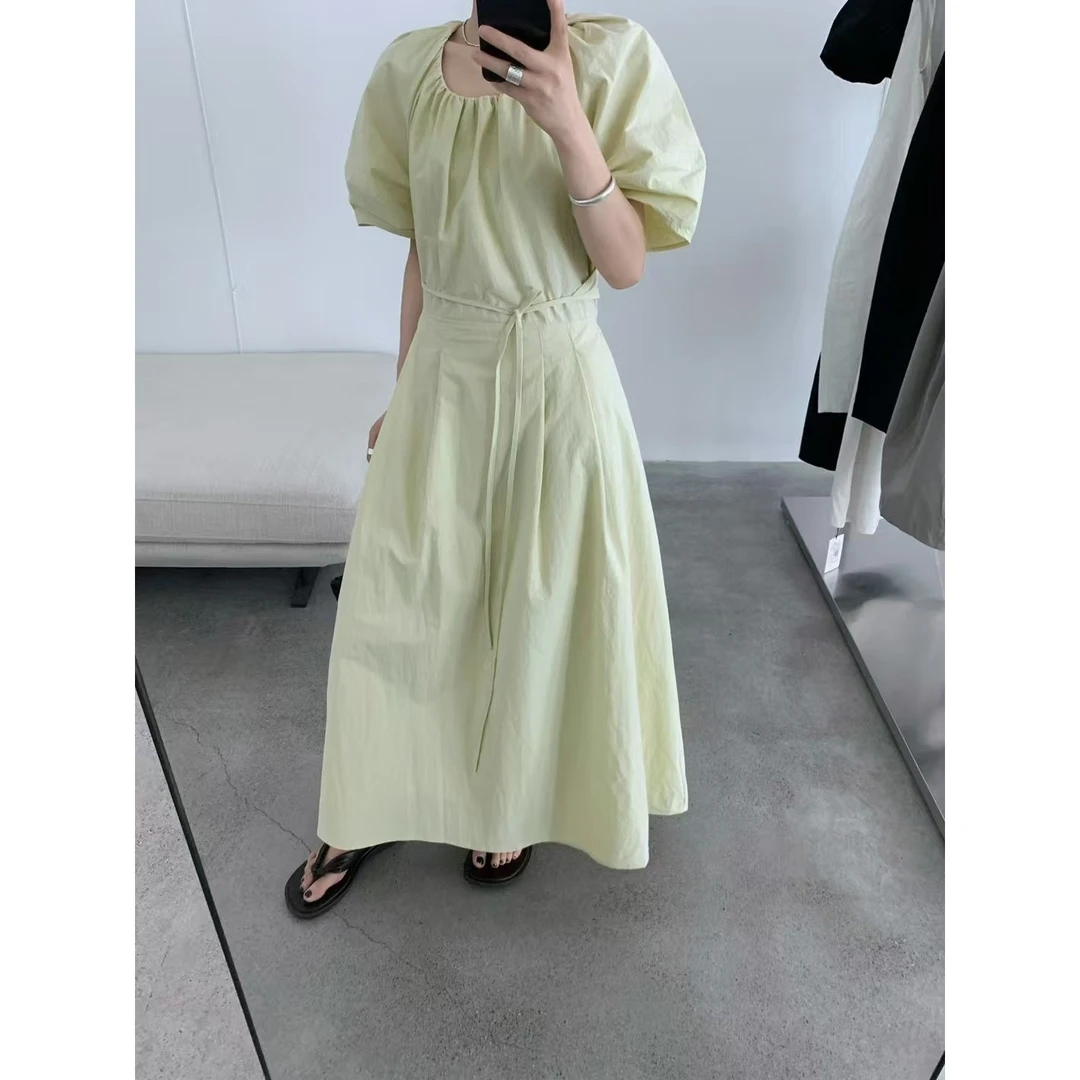 24964#TG#韩系设计感极简风后背露腰连衣裙（福利）