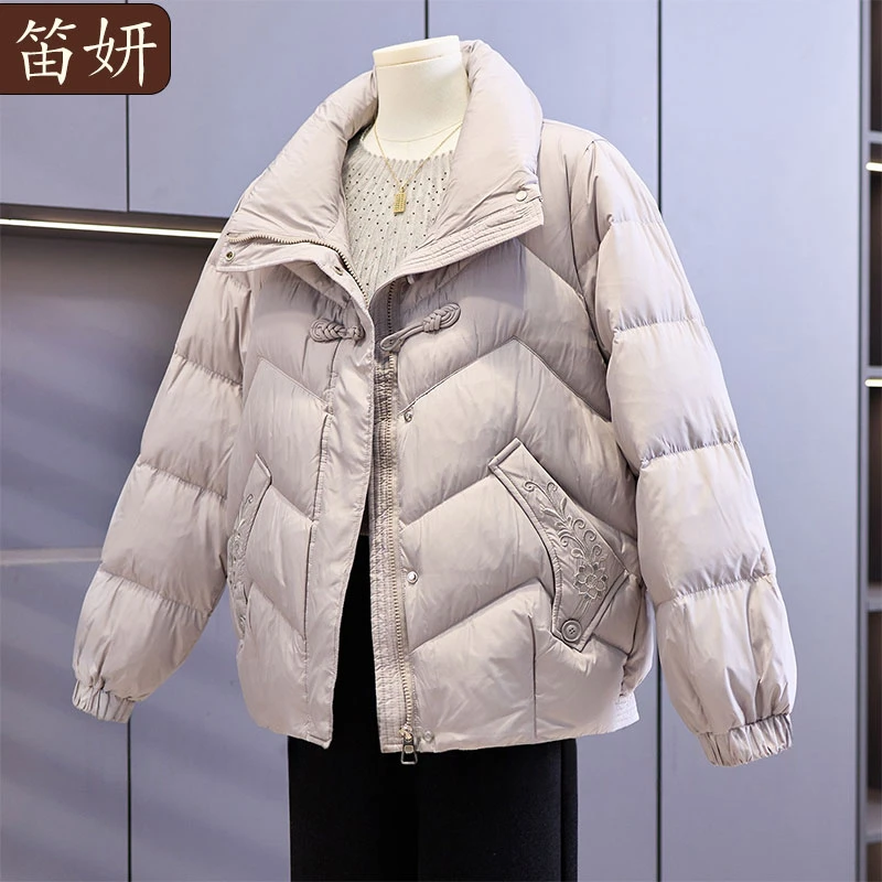 洋气妈妈冬装短款羽绒服中年女装加厚棉袄中老年冬季国风棉衣外套
