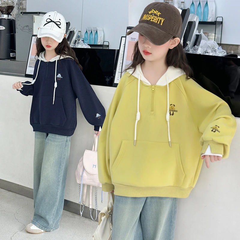女童秋装套装2025新款中大童6-12岁15岁休闲春秋连帽卫衣两件套潮