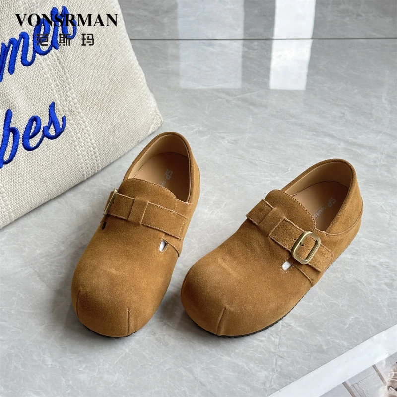 高端勃肯鞋女2025秋季爆款一脚蹬平软底舒适乐福百搭豆豆复古单鞋