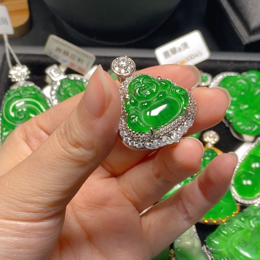 翡翠银S925镶嵌吊坠(不含链)