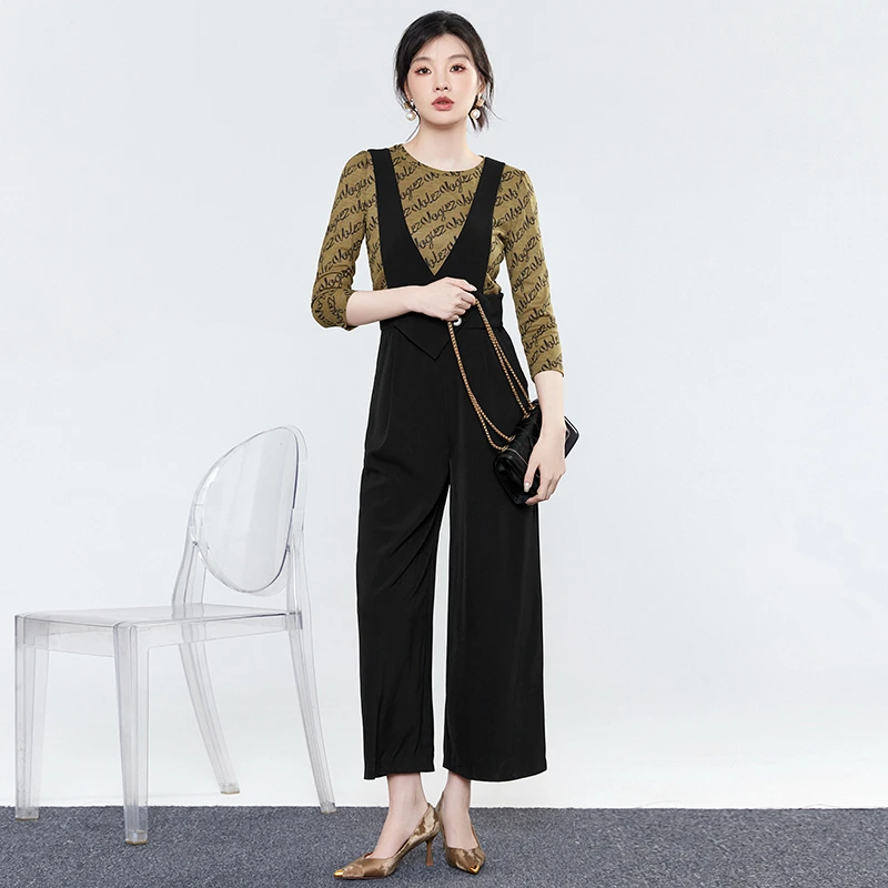 B052上衣+背带长裤两件套装专柜折扣女装51HH0U0052