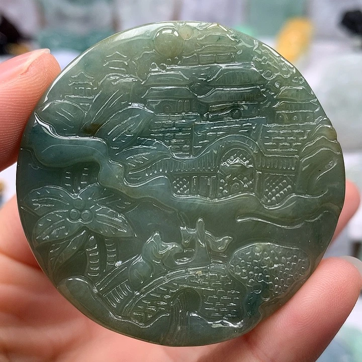 翡翠未镶嵌颈饰山水福利