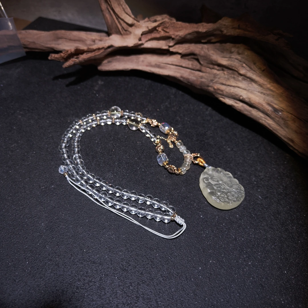 【黑胖珠宝】H0677  天然水晶黄水晶九尾项链 多样性发其一