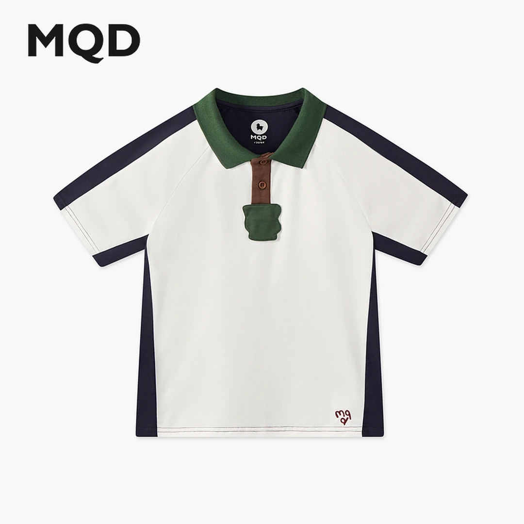 MQD童装25夏季新品学院风网球羽毛球翻领POLO衫短袖T恤9652W0441