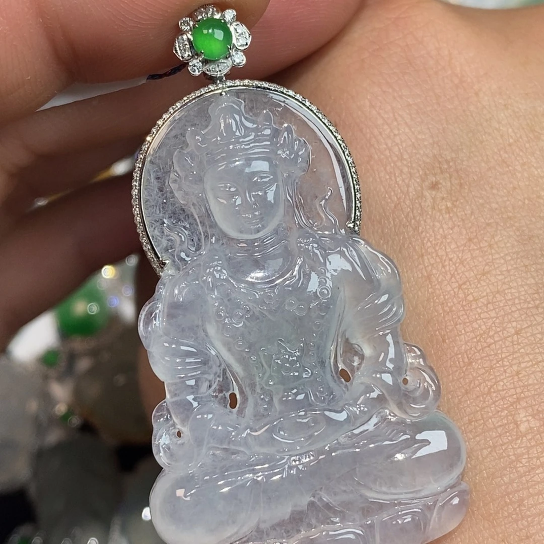 翡翠颈饰18K金镶嵌渡母