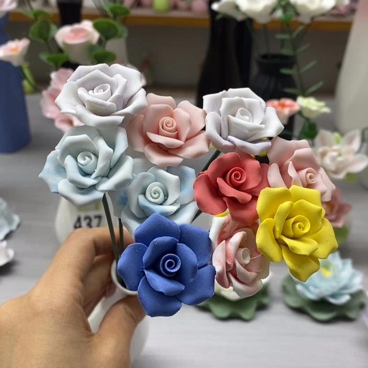 陶瓷陶瓷材料10朵素烧