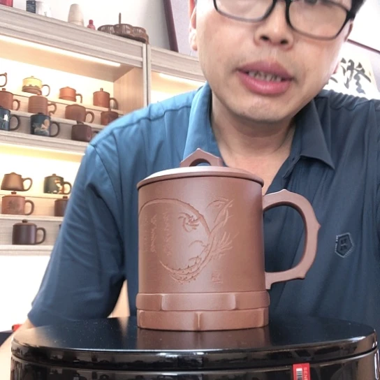 茶杯紫泥老料竹节杯容量600