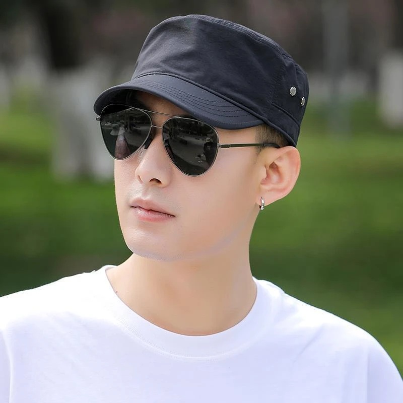 夏季新款男士平顶帽子户外速干防晒遮阳薄款透气鸭舌帽男徒步凉帽