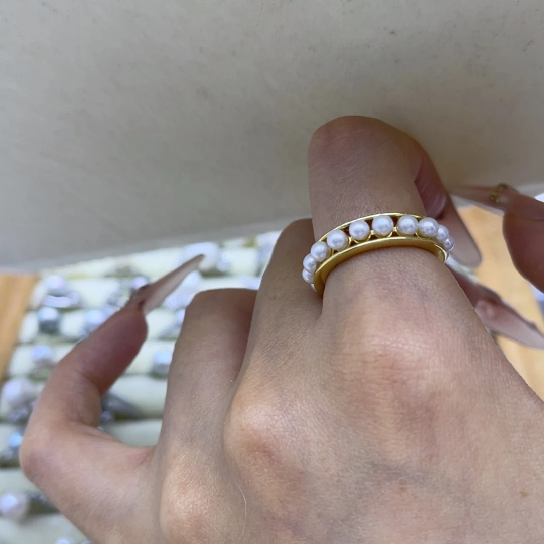 淡水珍珠戒指银S925镶嵌