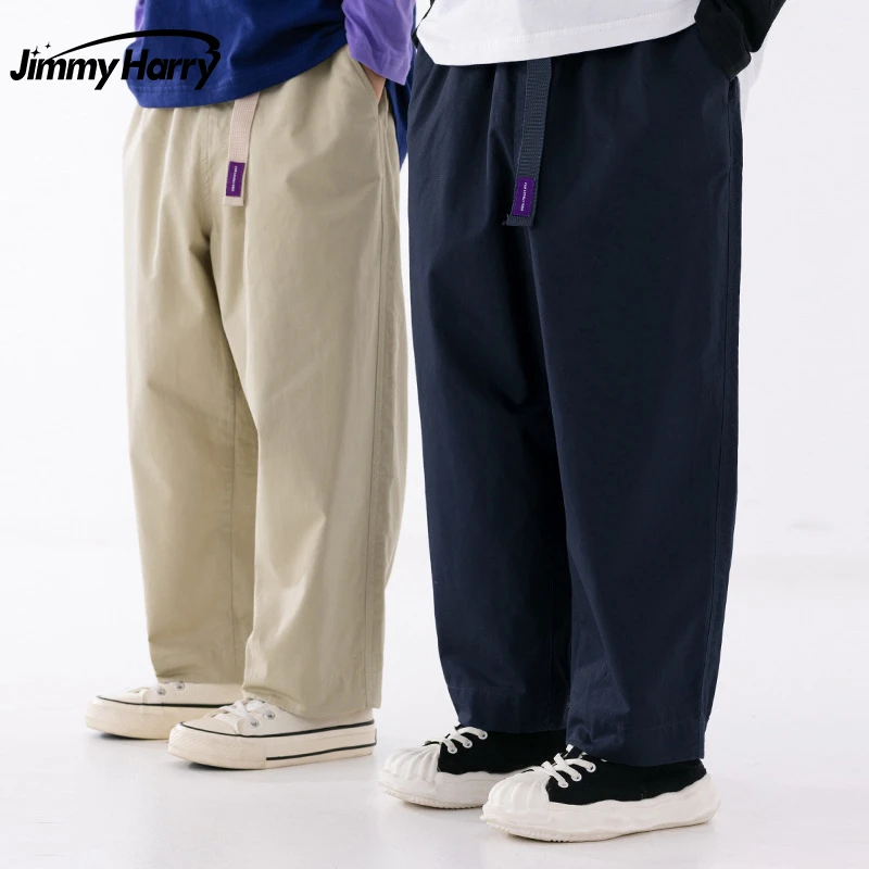 吉米妈【水洗棉.高阶裤】简约高级男童纯色休闲裤子中大儿童DK2301