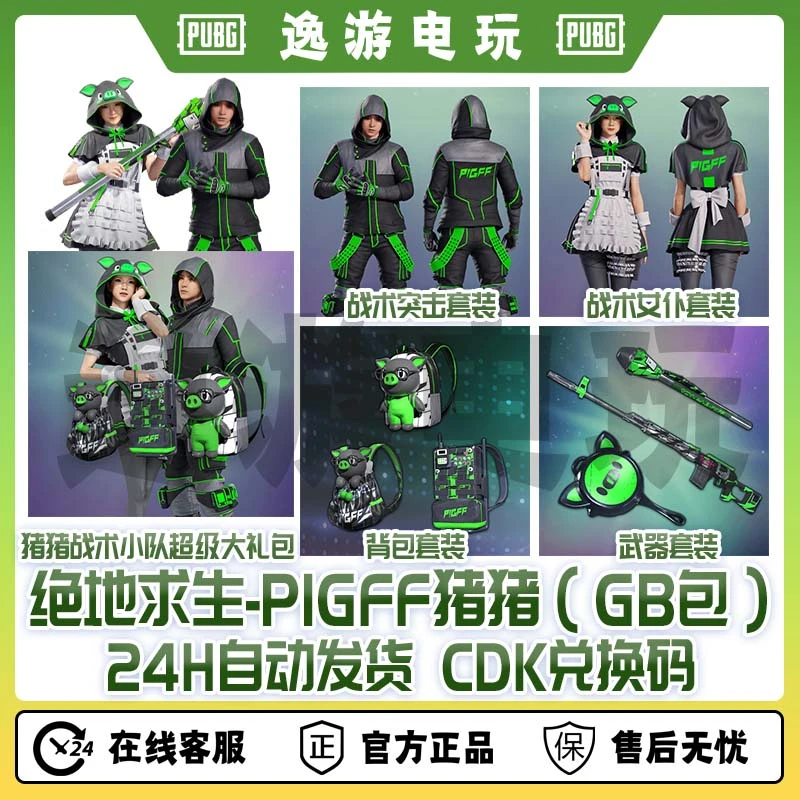 steamPUBG绝地求生朱芳芳联名PIGFF猪猪战术小队兑换码cdk【GB包】