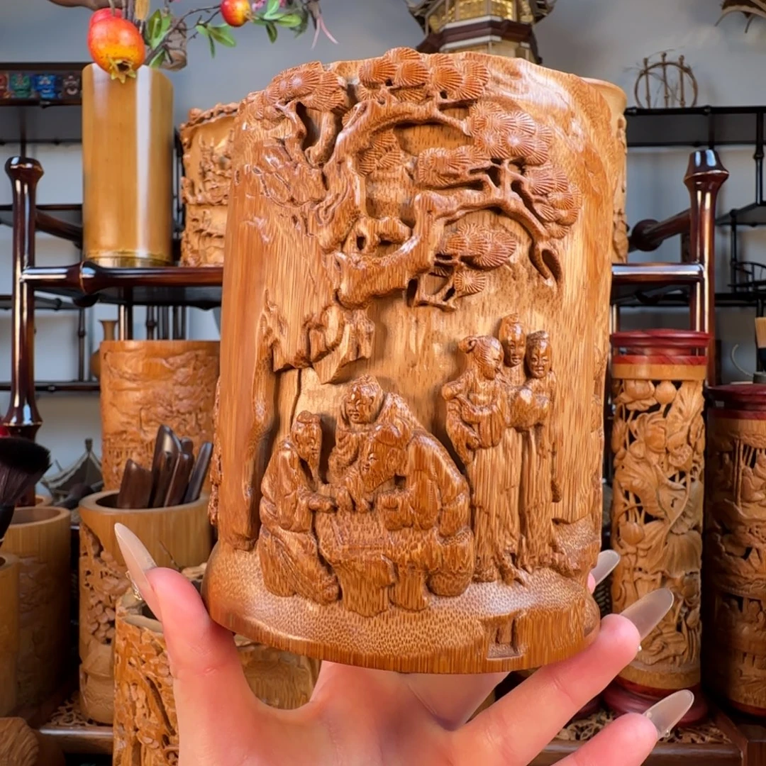 竹东山报捷中号笔筒