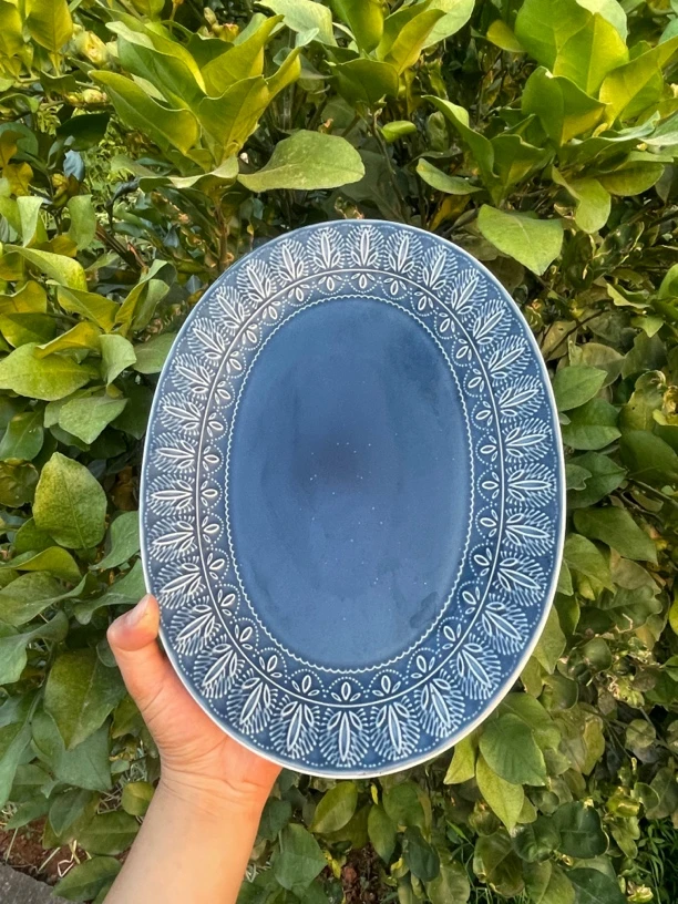 096家用窑变浮雕菜盘鱼盘微瑕手工手绘