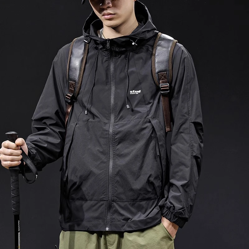 高端轻薄透气防晒衣男2025新款夏季速干衣服户外钓鱼三防外套大码