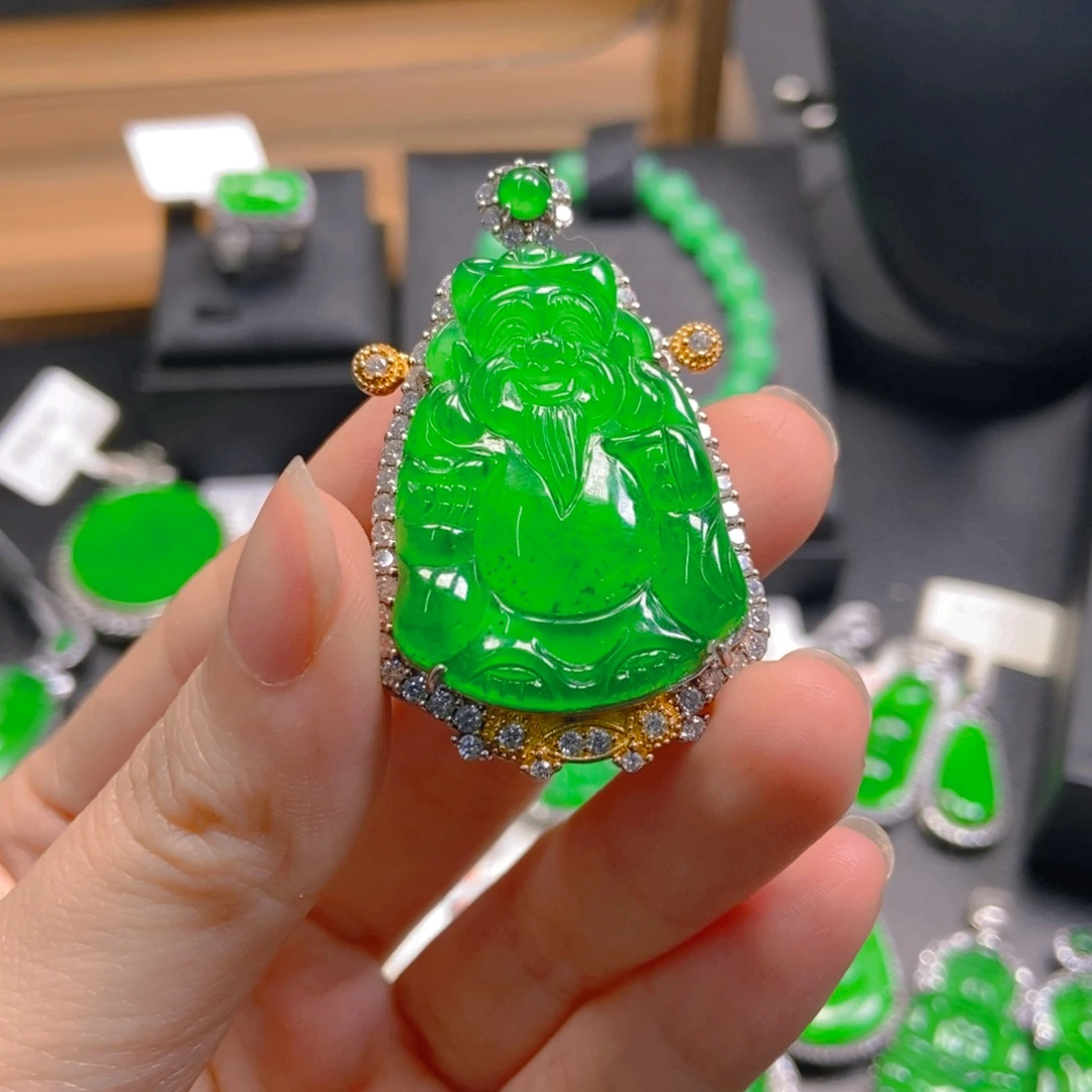 翡翠银S925镶嵌吊坠(不含链)