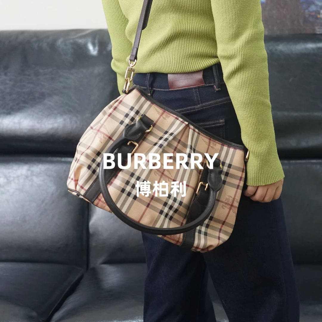 95新 BURBERRY/博柏利 巴宝莉 格纹斜挎包/WJ11521002/1002