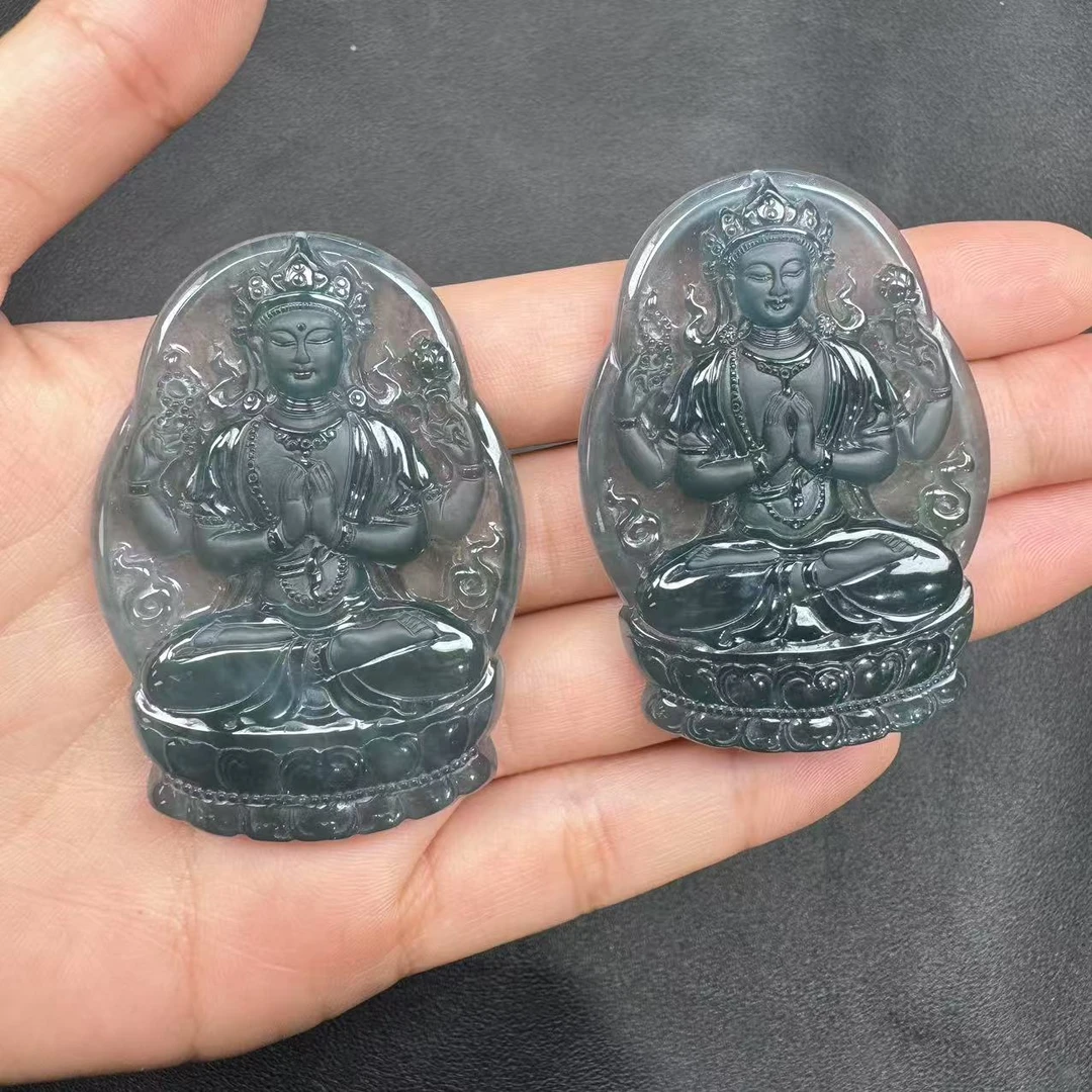 【玉经纶】20002/Q29-天然A货翡翠观音吊坠-多样性发其一