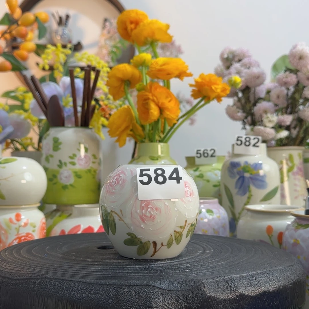 摆件景德镇手作陶瓷花瓶摆件无孔