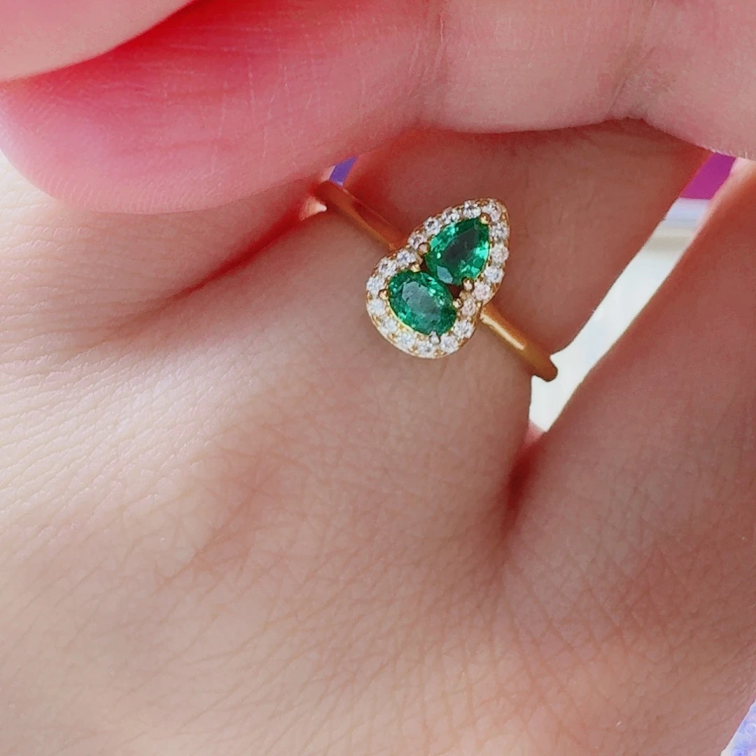 祖母绿戒指银S925镶嵌