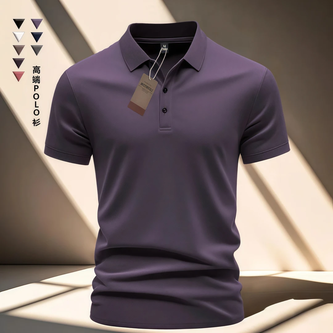 CATIA SELI酱紫色男士POLO衫夏季新款商务休闲短袖T恤翻领上衣男