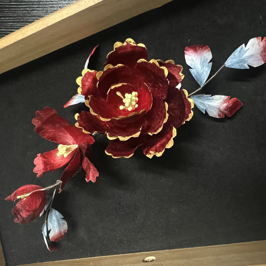 麦光光古风发饰绒花发簪 手工制作默认微瑕