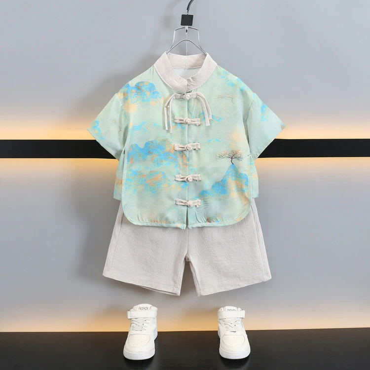 男童夏季中国风汉服套装2025新款中小童夏款古风新中式两件套童装