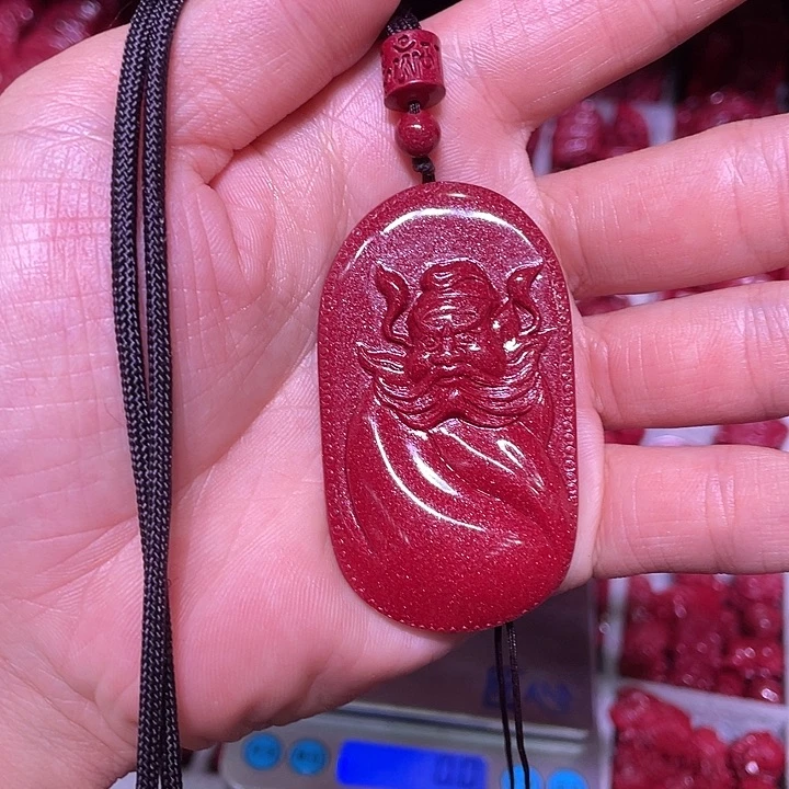天然辰砂钟馗吊坠