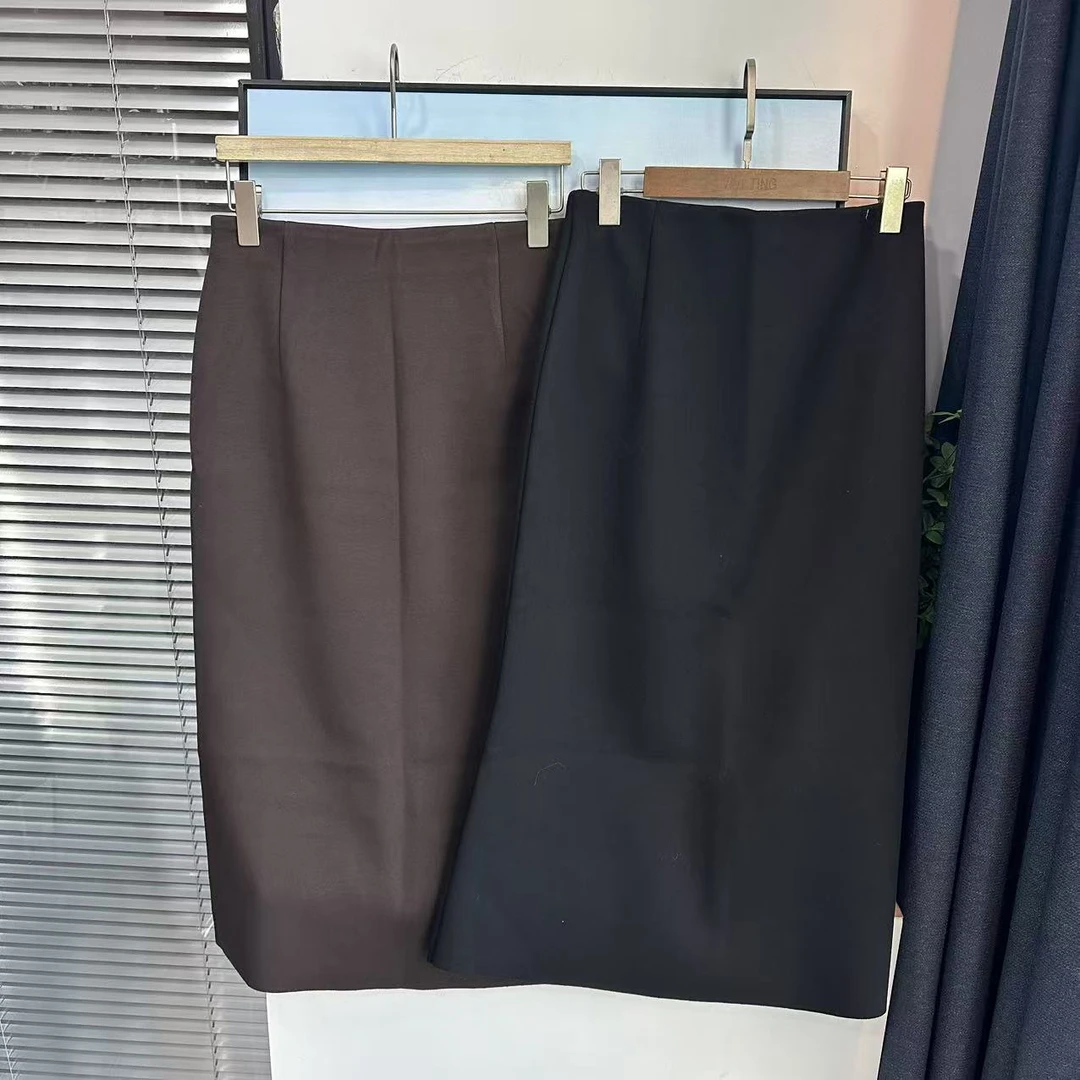 【VIVI·TING】婷姐推荐休闲百搭净版咖色中长款半身裙F702