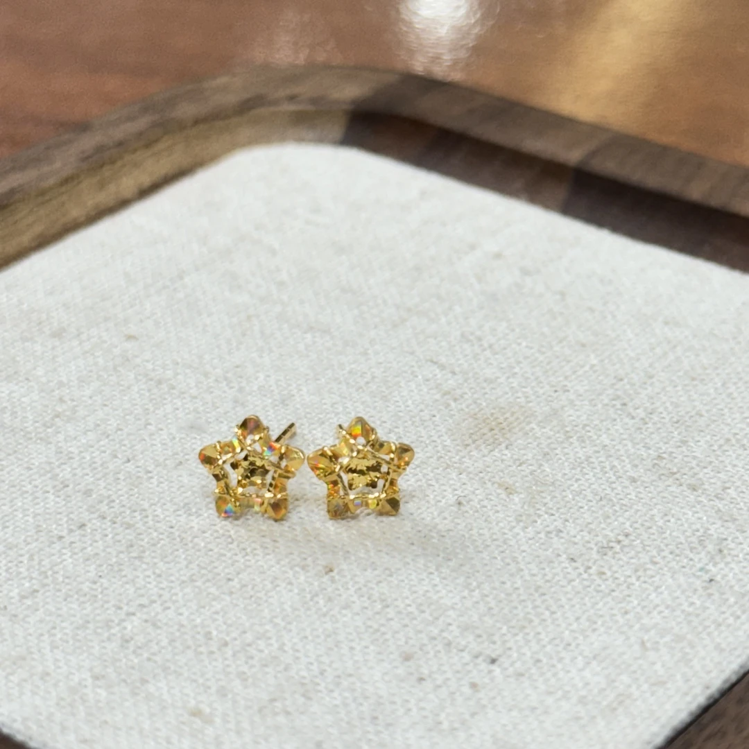 E【幻彩双星耳钉】-足金999精工5耳饰