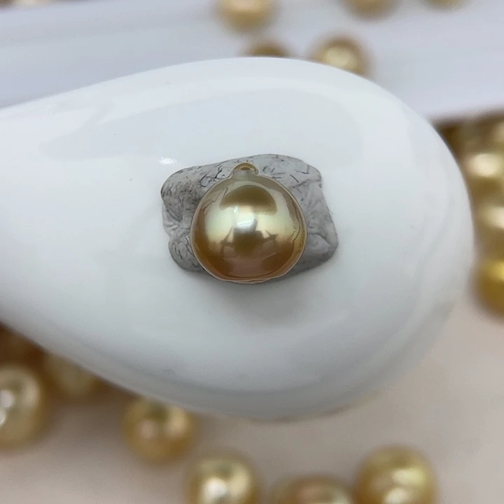 海水珍珠未镶嵌颈饰11.3 金珠 极光炫彩小饭团Ｈ８