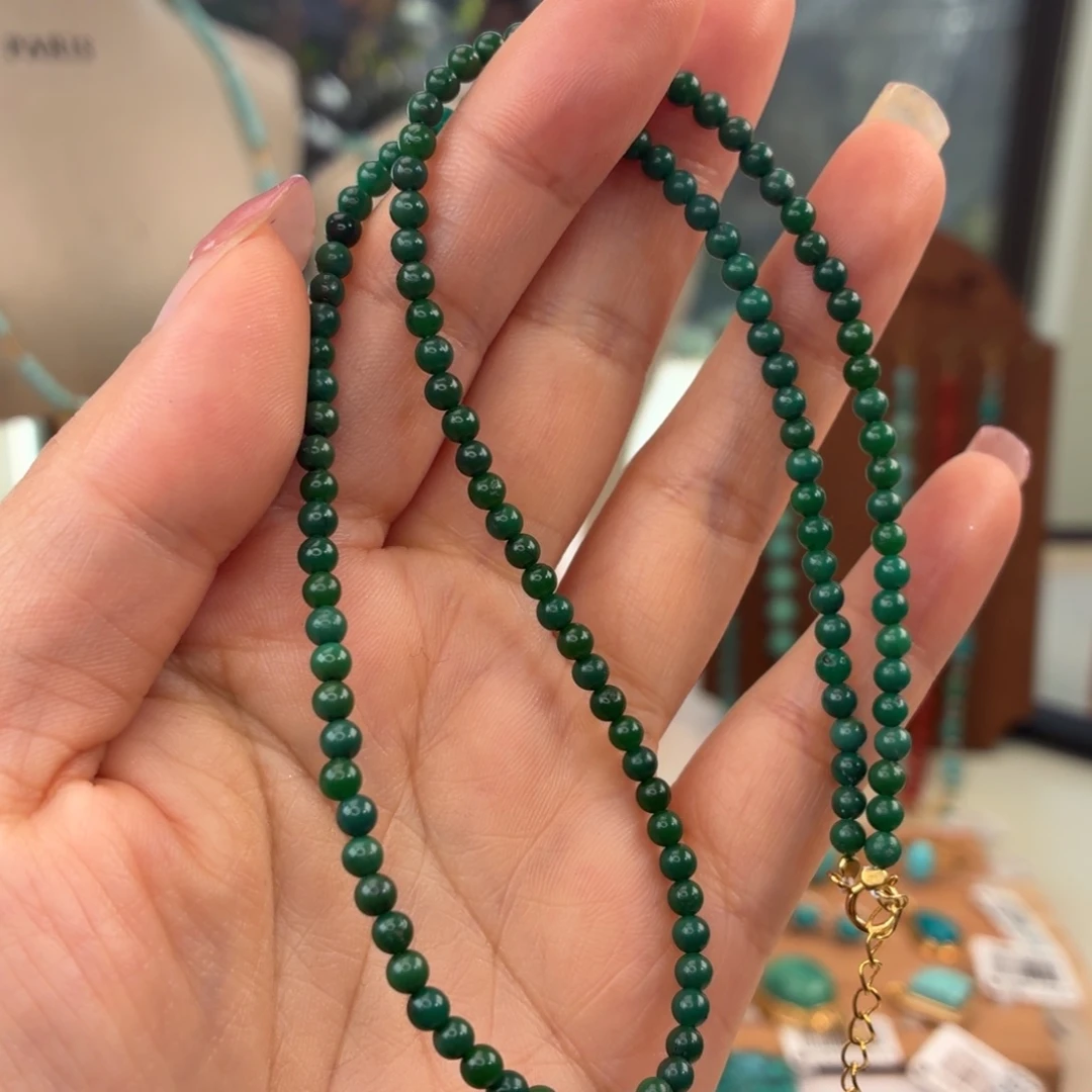 绿松石银S925镀金镶嵌颈饰