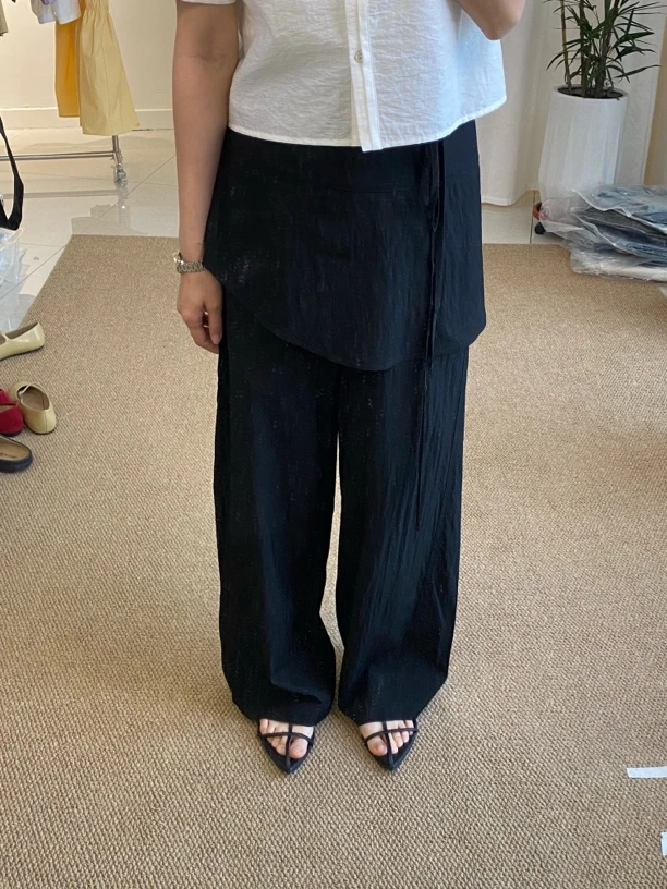 【Monet莫奈】夏季凉凉裤屁帘两件套裤子薄款直筒显瘦时尚黑色百搭