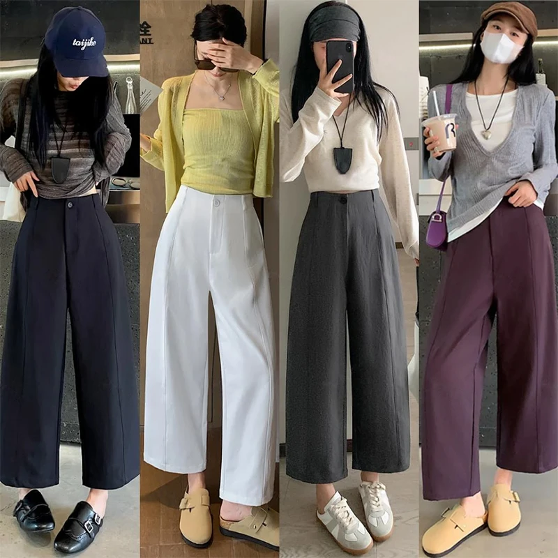 高腰显瘦洋气休闲裤2025秋季新款时尚设计感直筒阔腿裤潮女生