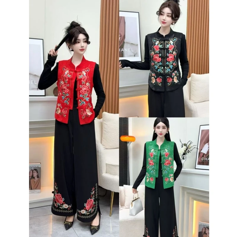 【爱漂亮】2025春秋季新款新中式民族风刺绣大码国风无袖马甲