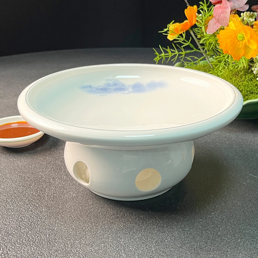 白瓷暮雪日式陶瓷加热保温明炉酒店商用家用盘子高档餐具品质好物