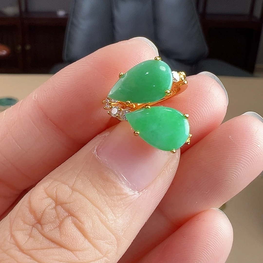 翡翠银S925镶嵌耳饰耳饰