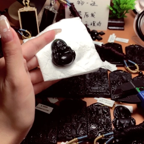 天然缅甸a货钢琴黑挂件