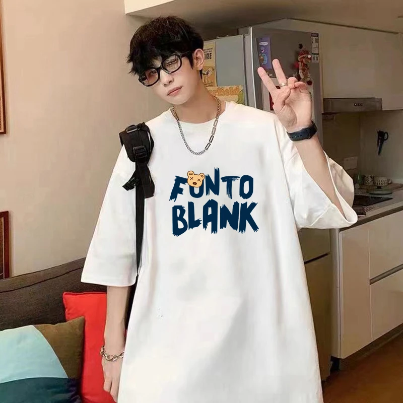 潮牌纯棉短袖男t恤男女同款夏装重磅宽松大码上衣服学生休闲半袖