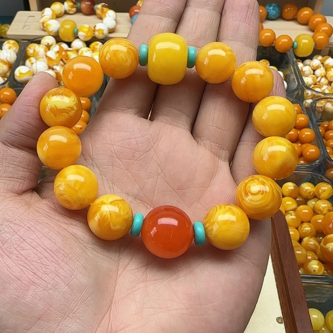 时***转树脂非金属精品老蜡色素串搭配一条