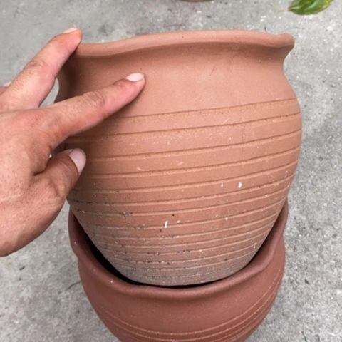 【闪购商品】紫砂花盆高18口20瑕疵一对