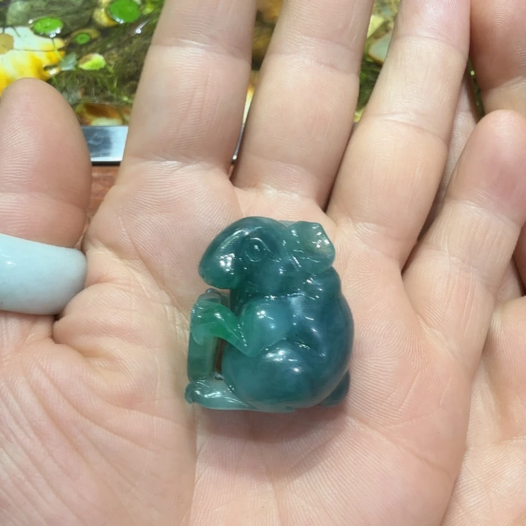 遗***好翡翠未镶嵌颈饰翡翠挂件老鼠蓝水