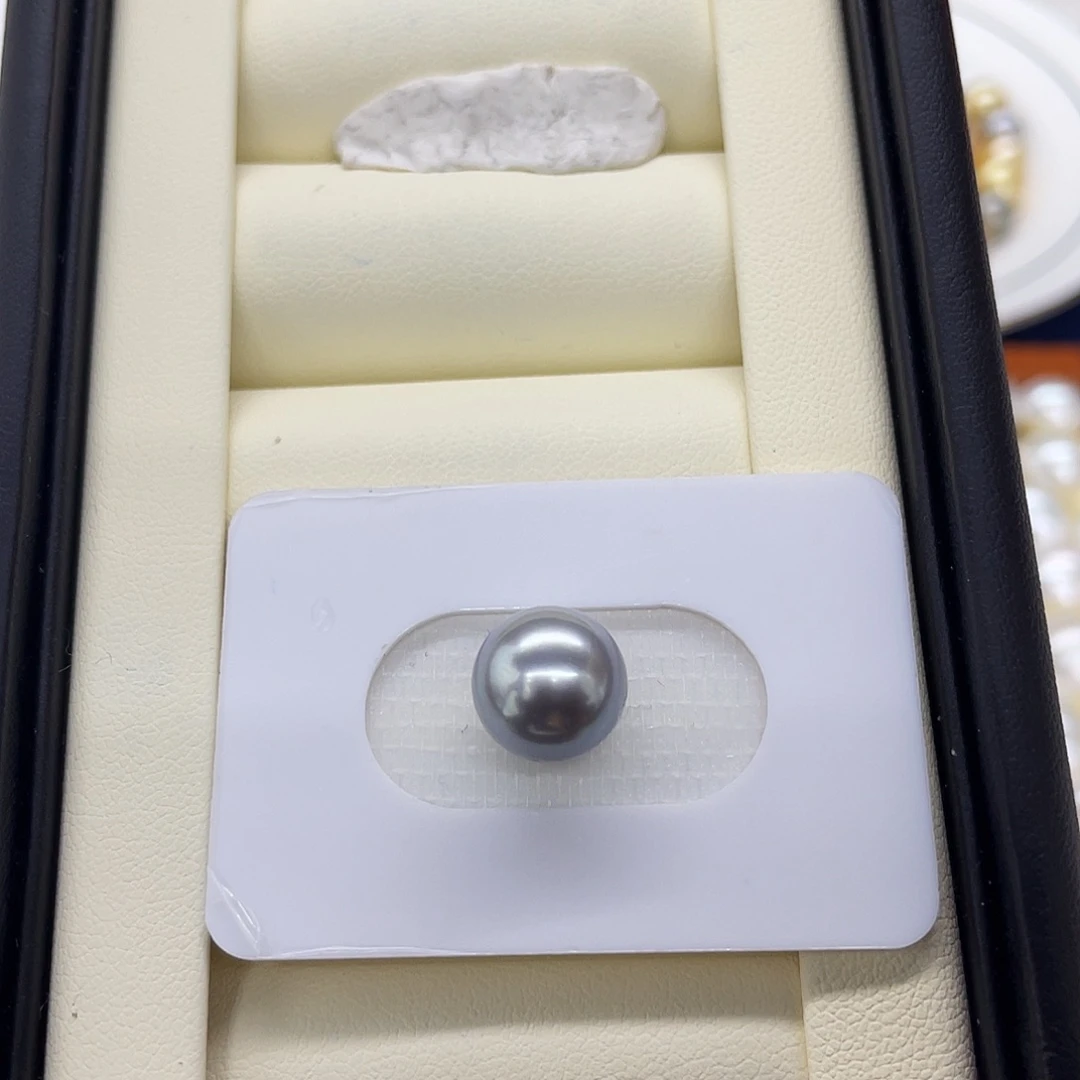 海水珍珠裸珠正圆铂金灰炫蓝紫色裸珠10.5mm