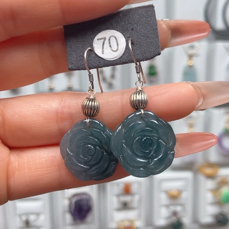 【闪购商品】翡翠耳饰银S925镶嵌耳饰