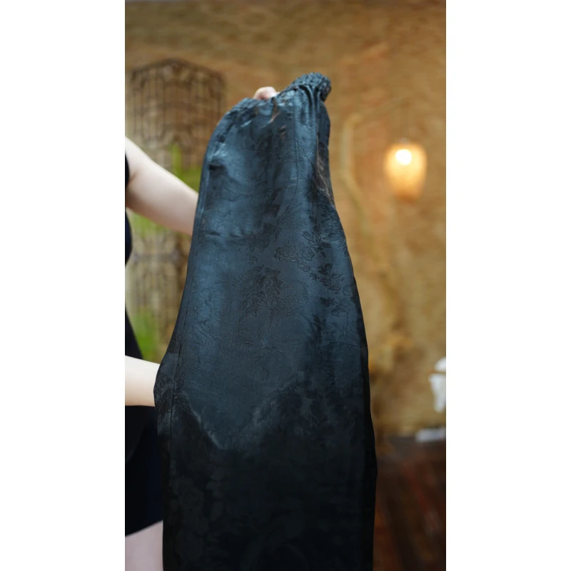 【国潮粹】128-8983 油皮裤 新中式油皮裤中国风时尚百搭黑色阔腿裤