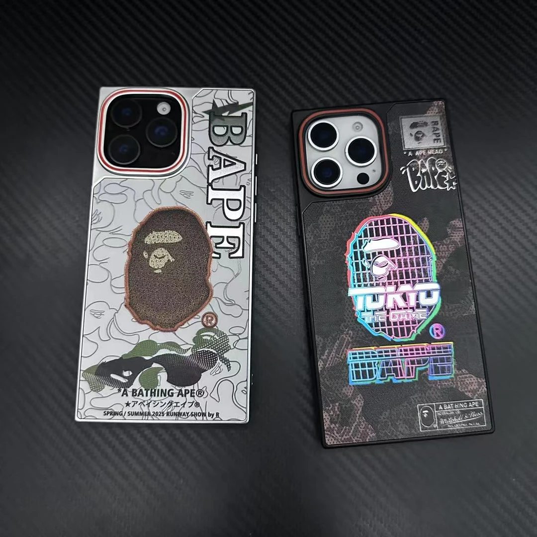 潮牌BAPE猿人iPhone16promax手机壳15pro适用苹果14潮酷13电镀12