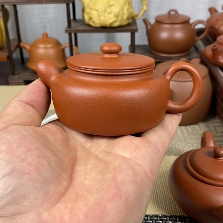 茶壶紫砂双线160cc小红泥半手工